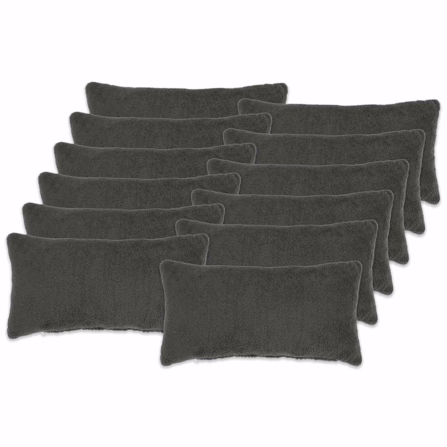 Set di 12 federe vidaXL HEERLEN in tessuto bouclé grigio scuro, L 80 cm x P 40 cm
