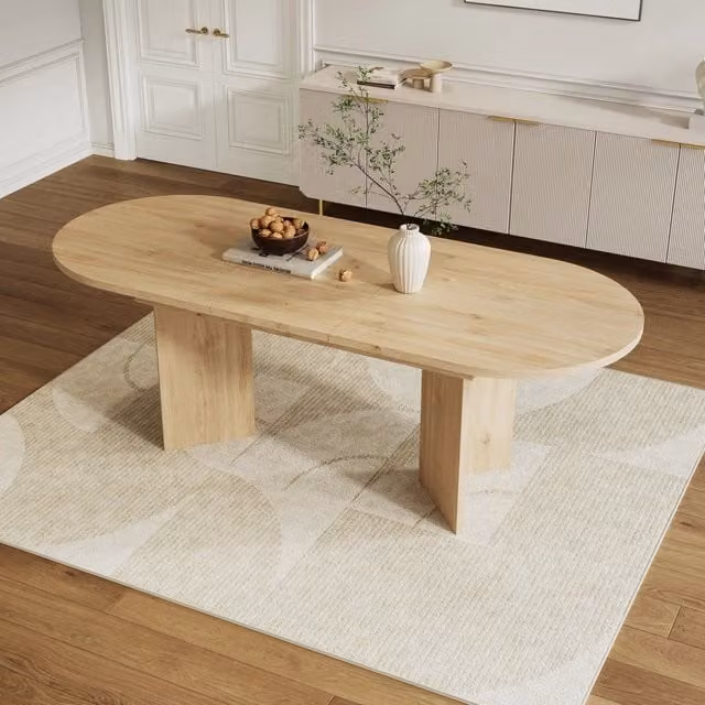 Tavolo da pranzo allungabile in MDF; finitura rovere