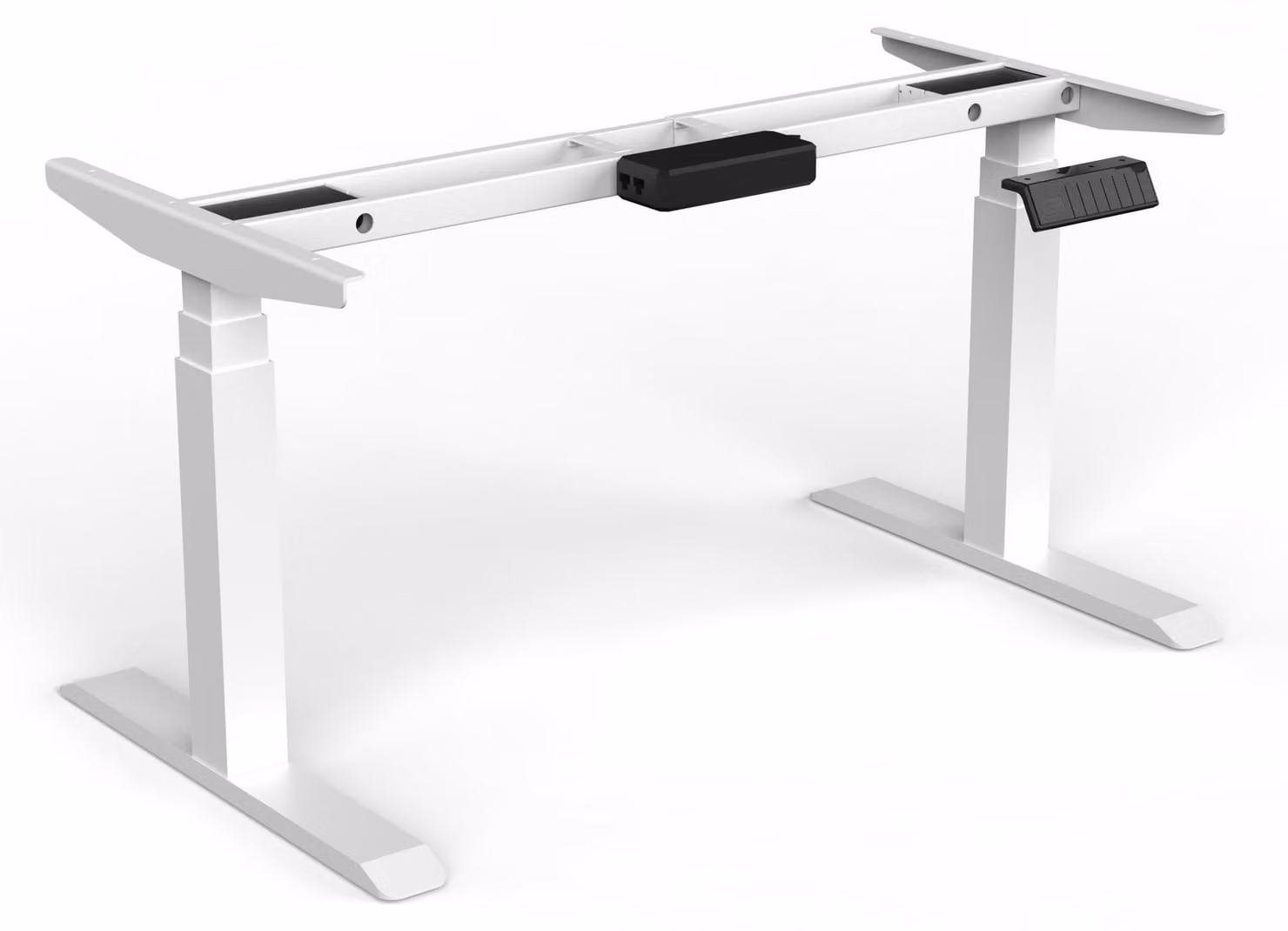 Scrivania regolabile elettricamente - Altezza: 64-129 cm - Capacità di carico: 120 kg - Colore: Bianco - Struttura in metallo