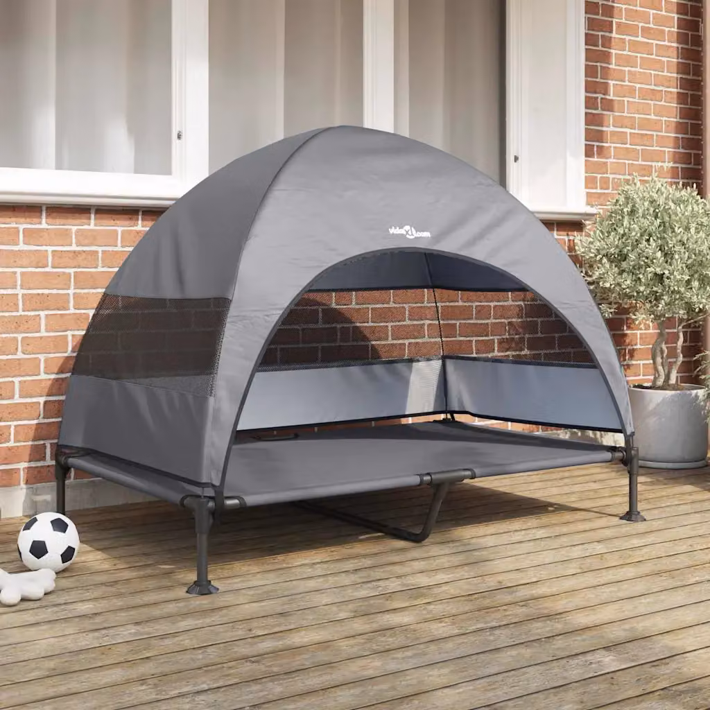 Letto per cani elevato vidaXL in tessuto grigio e metallo L 127 x P 81 x H 108 cm