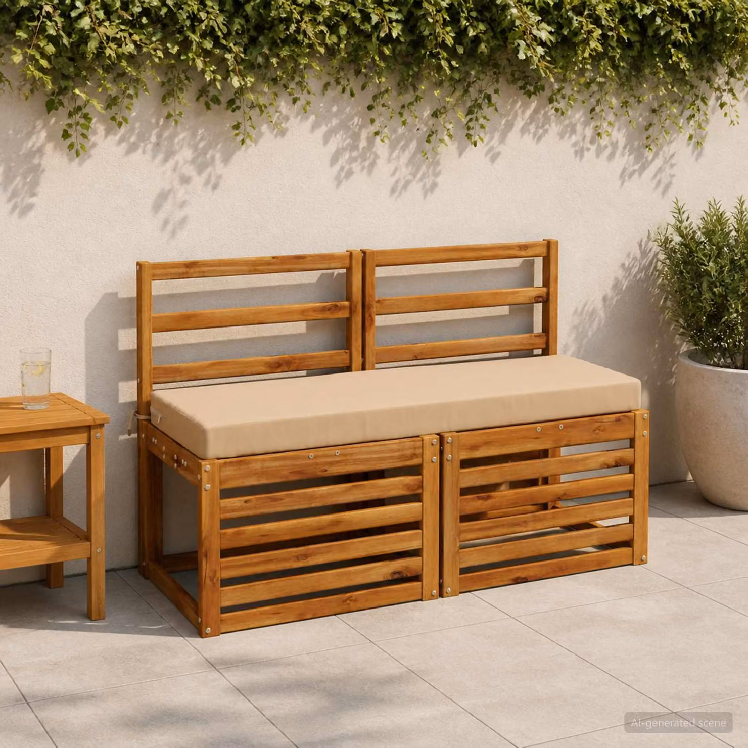 Cuscino per panchina vidaXL SOEST rettangolare in poliestere con rivestimento rimovibile e resistente ai raggi UV colore sabbia/grigio