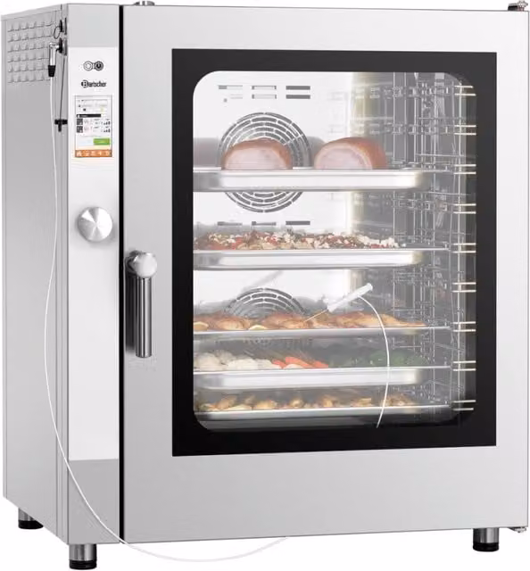 Forno combinato a vapore elettrico Bartscher Silversteam 10111D in acciaio inox color argento con display LED e illuminazione interna