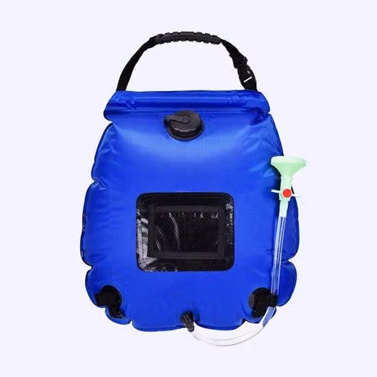 Doccia solare portatile, doccia da esterno riscaldata ad energia solare da 20 litri con soffione attivabile e disattivabile e tubo flessibile rimovibile, ideale per il campeggio, le escursioni, i viaggi e la spiaggia - blu