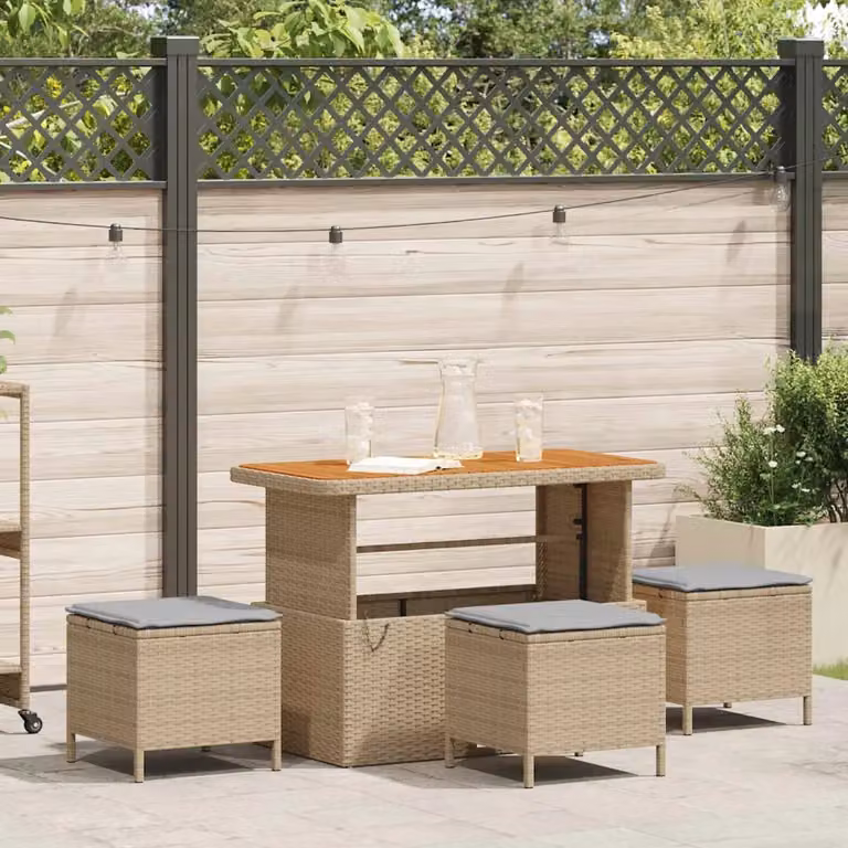 Set da pranzo per giardino e terrazza vidaXL in polyrattan e legno di acacia beige 4 pezzi
