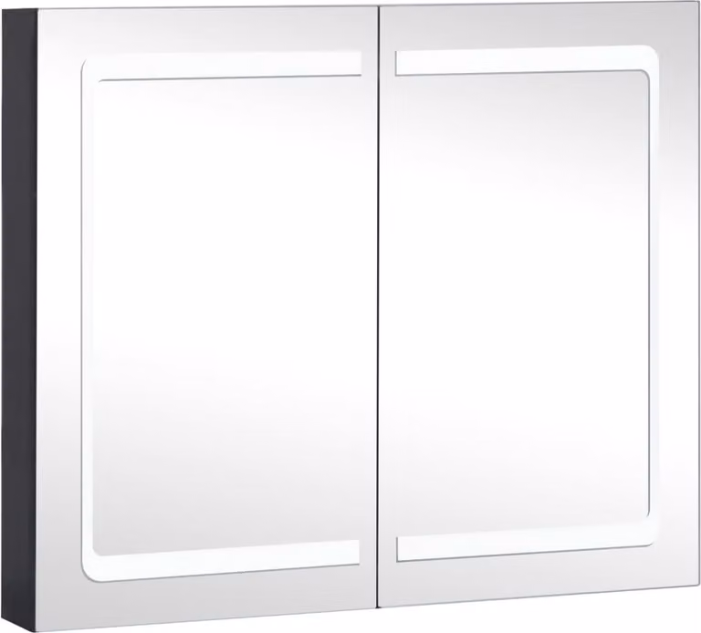 Armadietto Bagno con Specchio e LED 80x12,2x68 cm