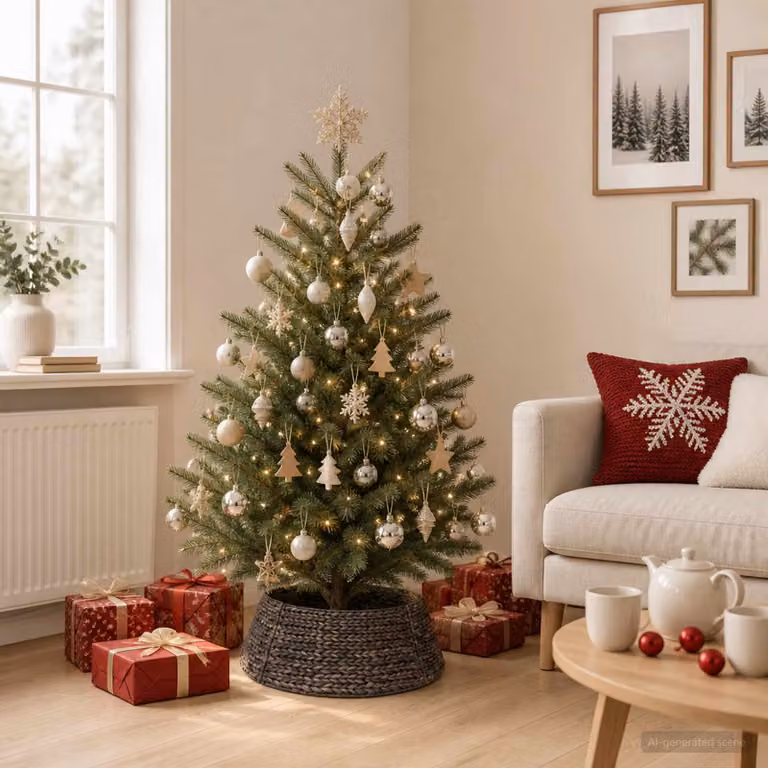 vidaXL Collare per Albero di Natale Rotondo Nero Ø 45 x 22 cm