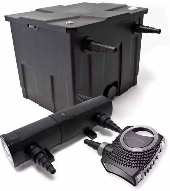 Kit di filtrazione Sunfun per laghetto fino a 12000 litri con pompa ecologica da 80 W e sterilizzatore UVC da 18 W, colore nero – 1