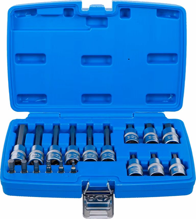BGS 5171 | Set di bussole per bit | attacco quadro 6,3 mm (1/4") / 12,5 mm (1/2") | attacco esagonale | 18 pz.