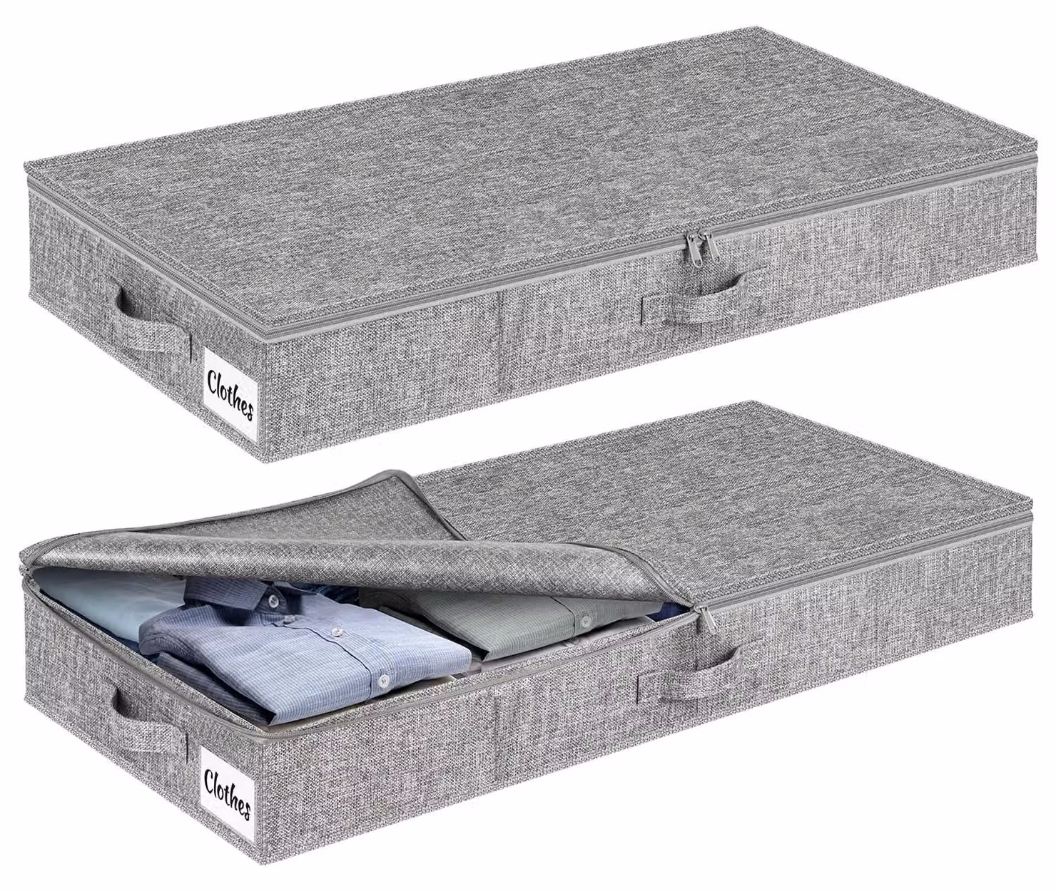 Contenitore sottobagno con coperchio, confezione da 2, altezza 11 cm, ideale per riporre vestiti e giocattoli