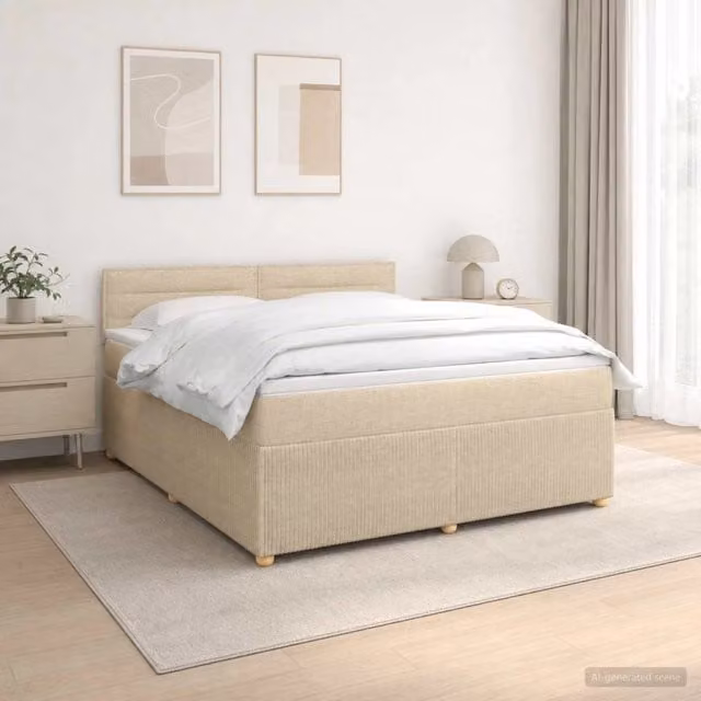 Letto box spring con materasso Crema 160 x 200 cm Tessuto 3452965