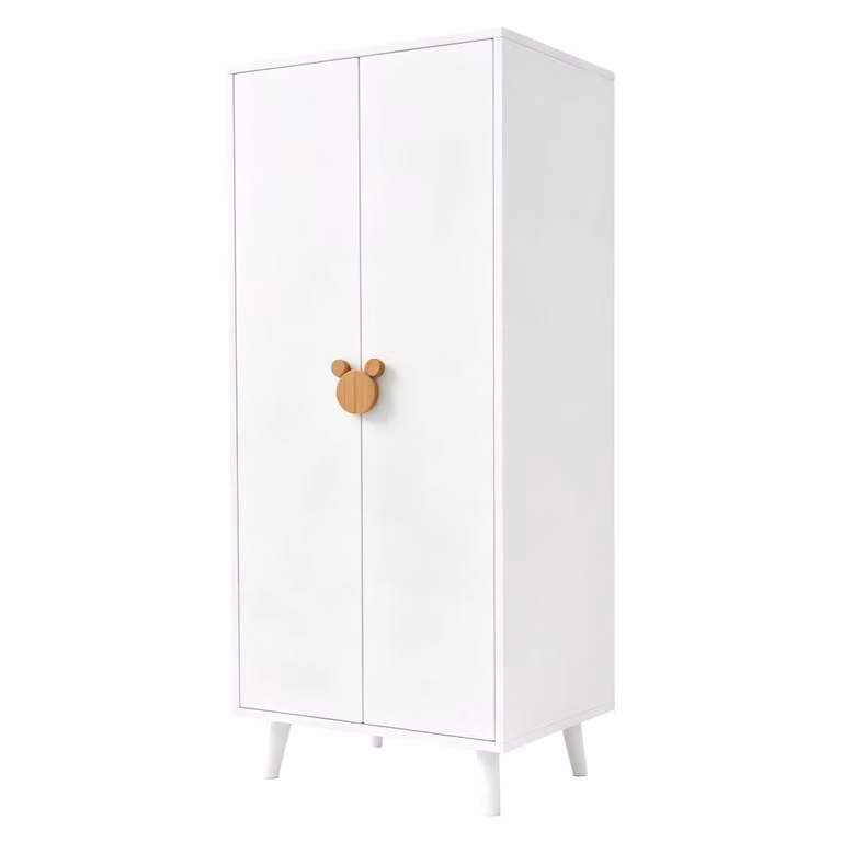 Armadio moderno per camera da letto con 2 ante e 2 cassetti in MDF bianco L: 70 cm, P: 55 cm, H: 170 cm