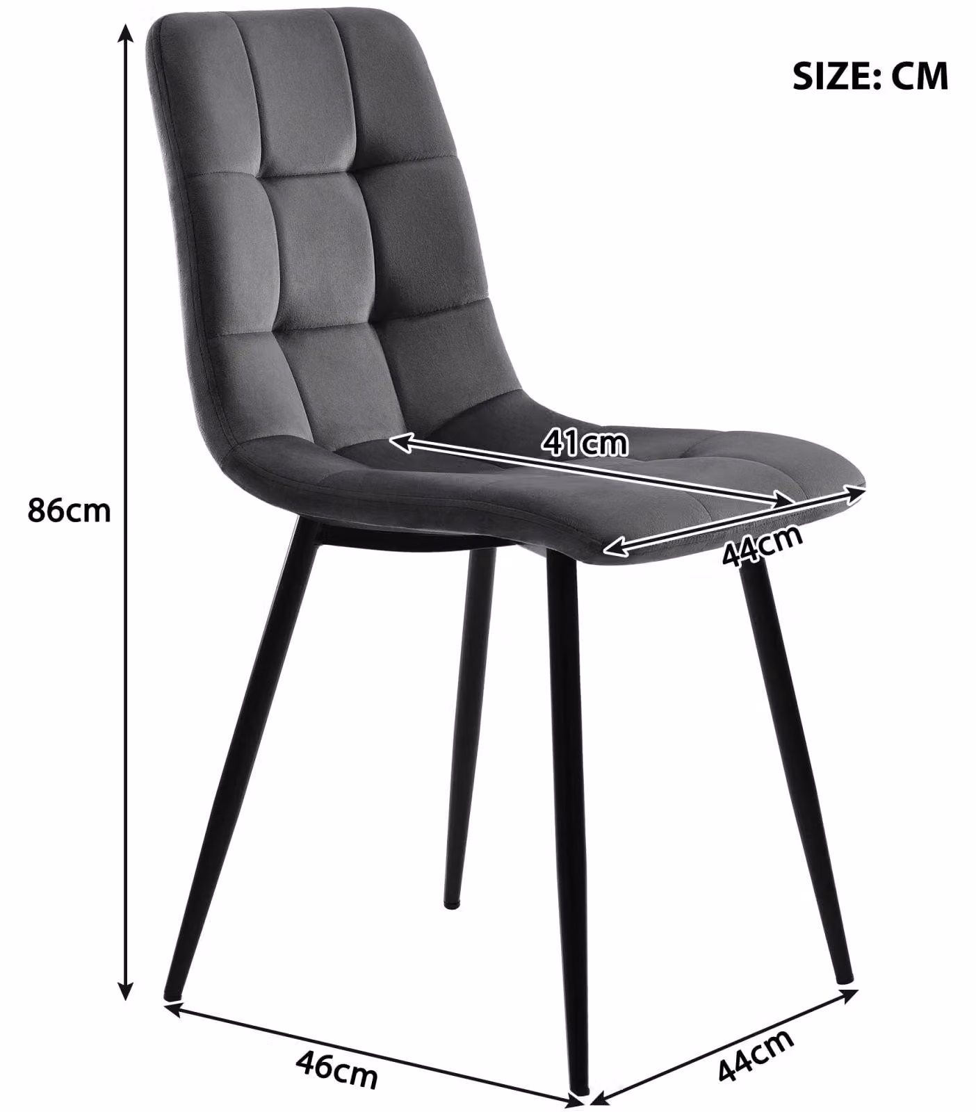Set di 4 sedie da pranzo, con rivestimento in velluto e struttura in metallo robusta, dal design ergonomico
