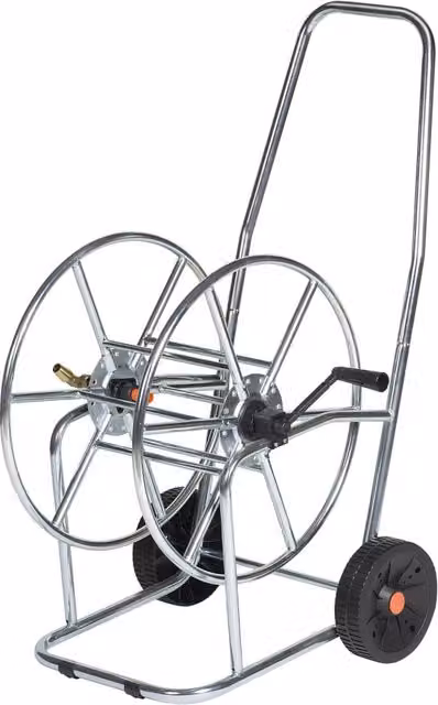 Carrello Avvolgitubo Manuale Agrati in Acciaio Zincato Silver con Capacità 80 m e Attacco 3/4"