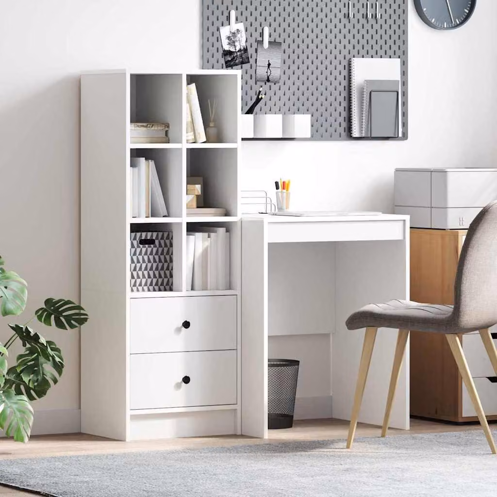 Maison Exclusive - Scrivania con cassetto 2 pcs Bianco