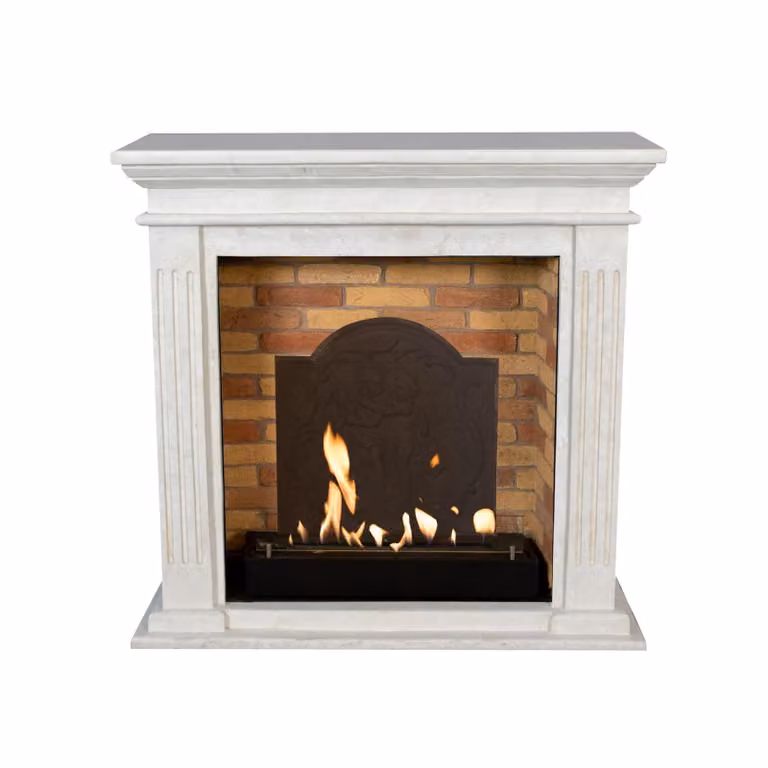 Caminetto a etanolo Xaralyn - Cadiz BME-SWP - pietra naturale levigata bianca - riscaldamento a 3 kW - caminetto da incasso incluso - caminetto decorativo