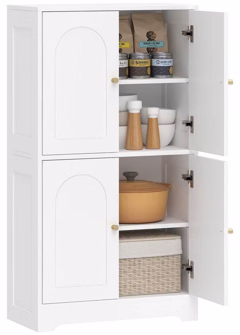 HOMCOM Mobile da cucina, credenza alta da cucina con 2 ripiani regolabili