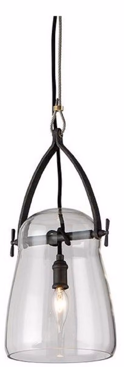Casa Padrino lampada a sospensione nera Ø 20,3 x H. 41,3 cm - Lampada a sospensione con paralume rotondo in vetro