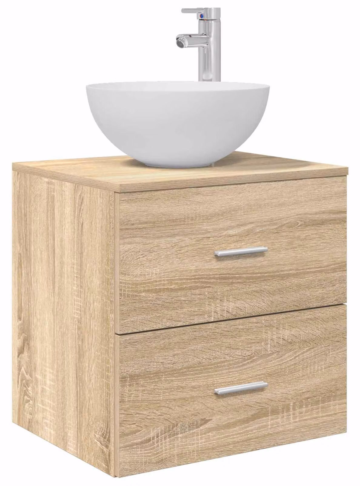 Mobiletto con Lavabo a Parete Rovere Sonoma 49,5 x 35 x 63 cm