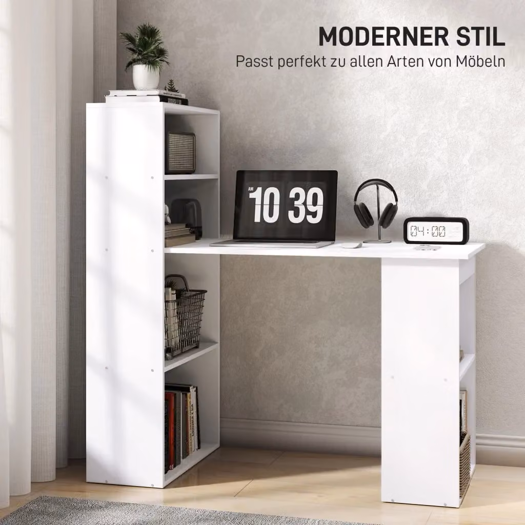 Scrivania moderna OKWISH bianca per ufficio e home office, L: 120 cm, P: 55 cm, H: 120 cm – 2