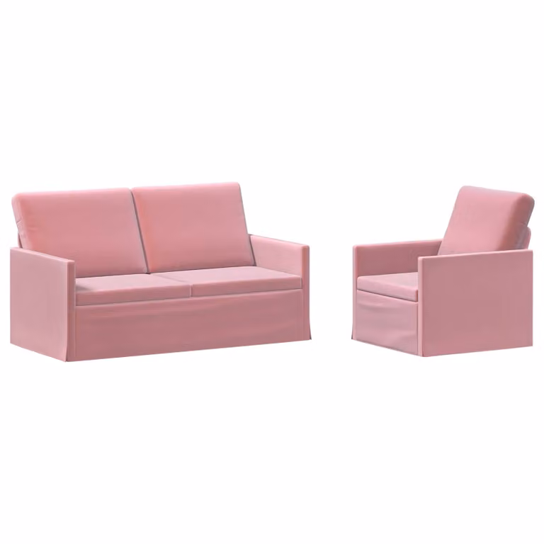 Set di 2 divani moderni vidaXL in velluto rosa con struttura in metallo per soggiorno o ufficio in casa