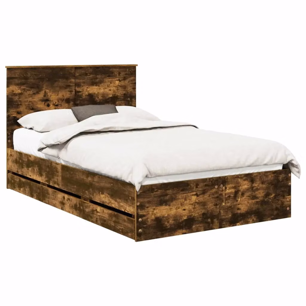 Struttura del letto con cassetto vidaXL in rovere fumé, L/P/H: 120 x 200 cm – 2