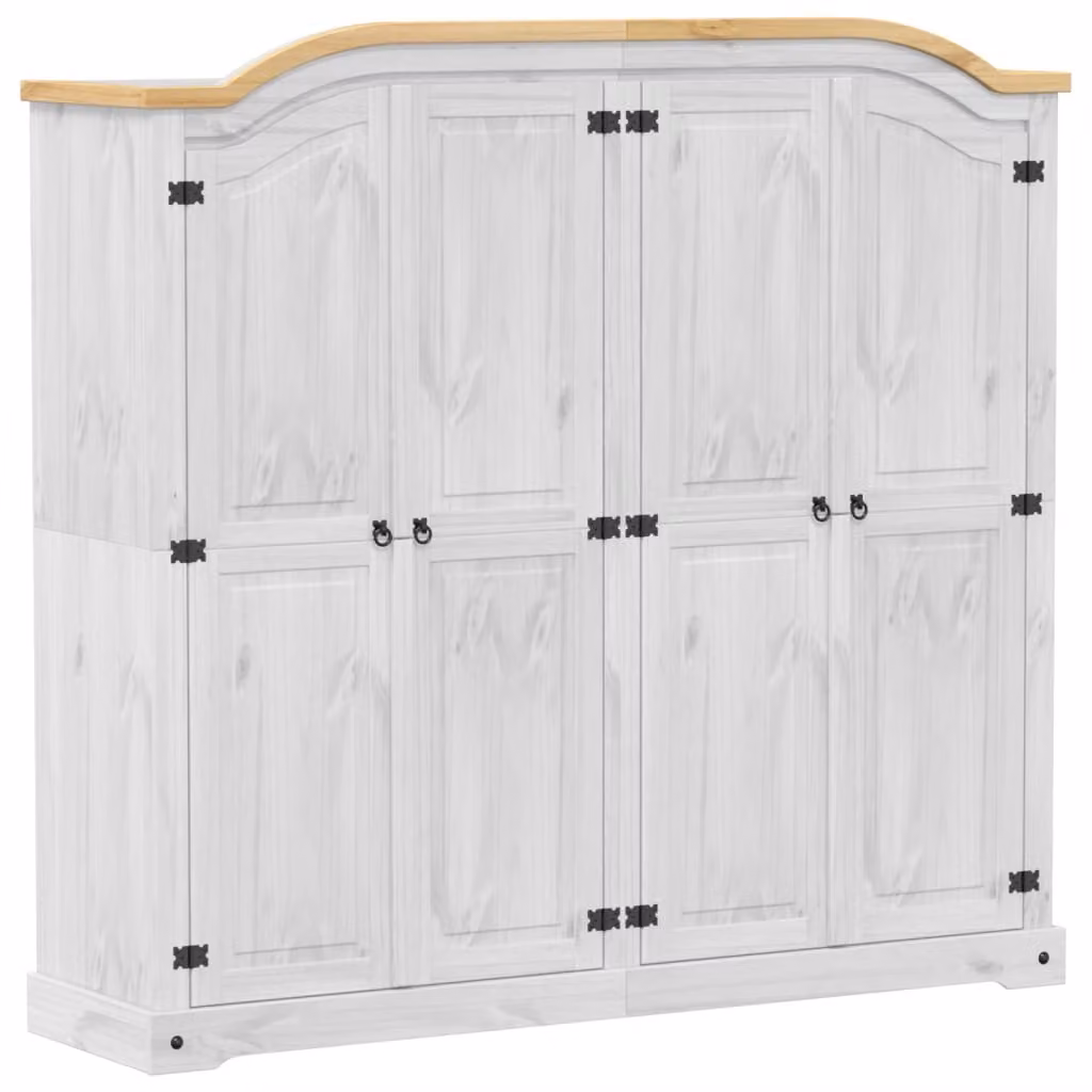 Armadio  Bianco 194x52x186 cm in Legno Massello di Pino