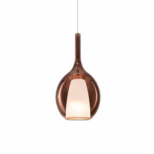 Sospensione Contemporanea Vetro Rame Bianco E Cromo 1 Luce E27 H36Cm