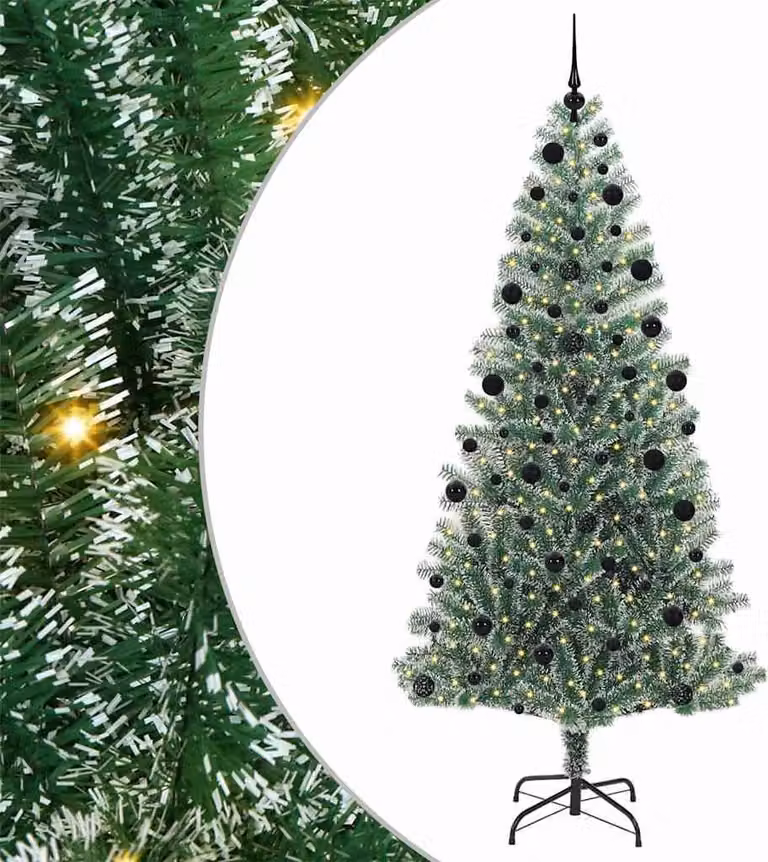 Albero di Natale Artificiale Imbiancato con Luci LED 210 cm