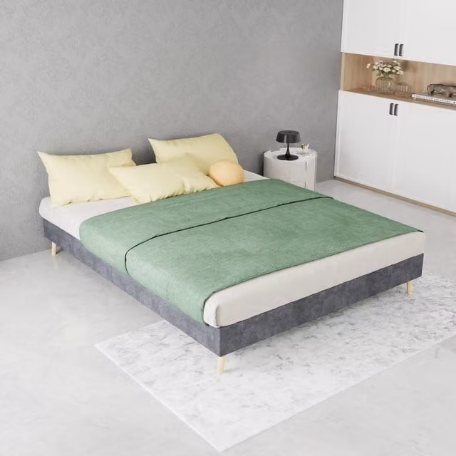 letto moderno tessuto e metallo grigio 140 x 200 cm