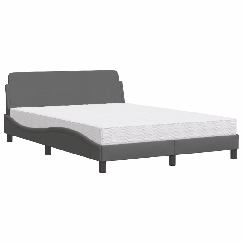 Letto con Materasso Dover Grigio Scuro 140x200cm Tessuto