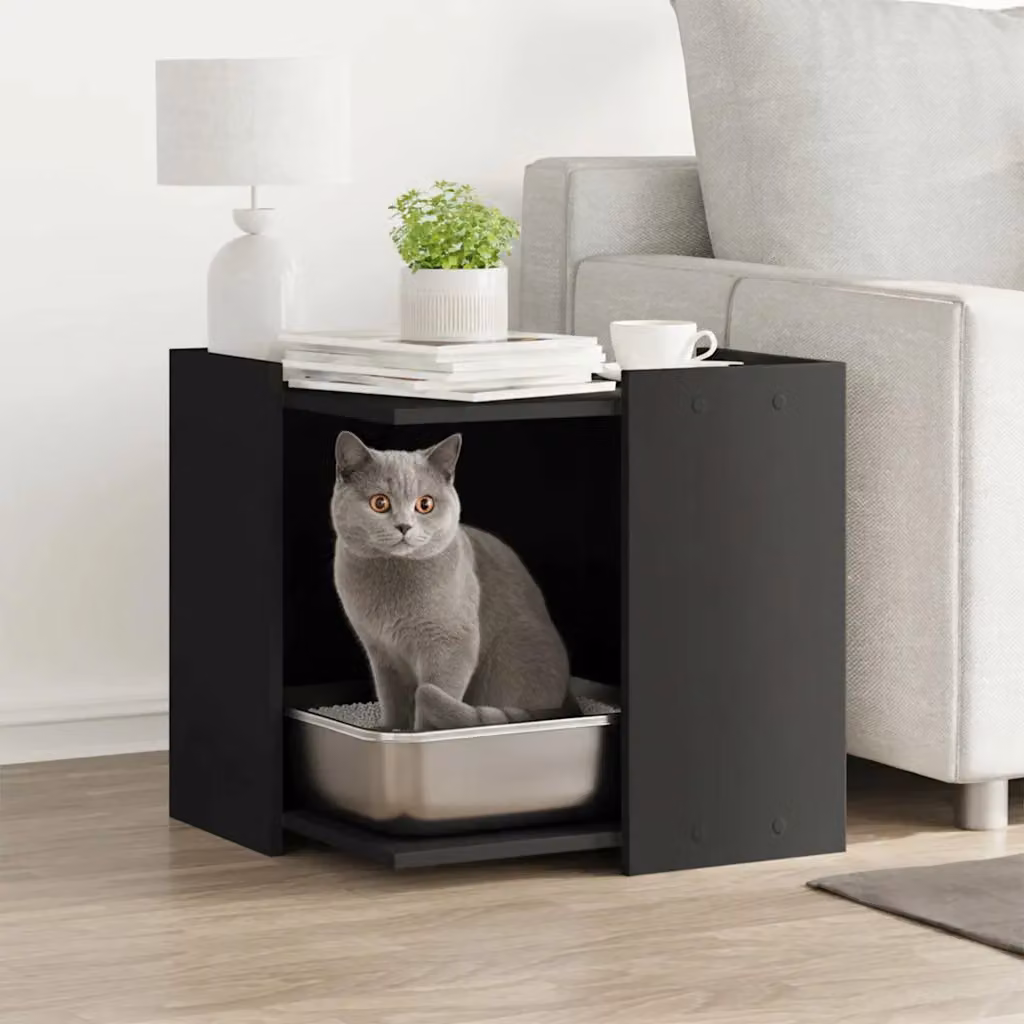 Rifugio per lettiera per gatti vidaXL Nero L: 53 cm, P: 53 cm, H: 51 cm
