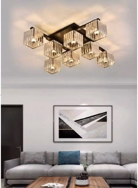 Trade Shop - Plafoniera Lampadario Da Soffitto Design Moderno Con 8 Cubi E27 Cristallo C28-8 -