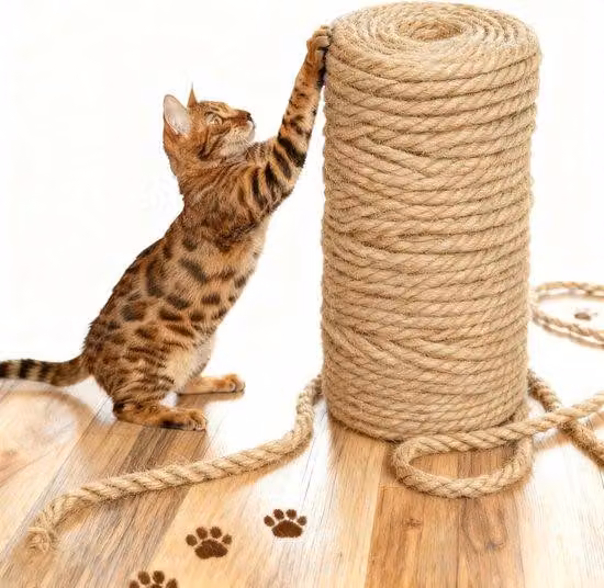 Corda di sisal per amanti dei gatti, 100 metri, corda naturale di 6 mm di spessore, ideale per progetti fai-da-te, accessori da giardino, resistente e stabile