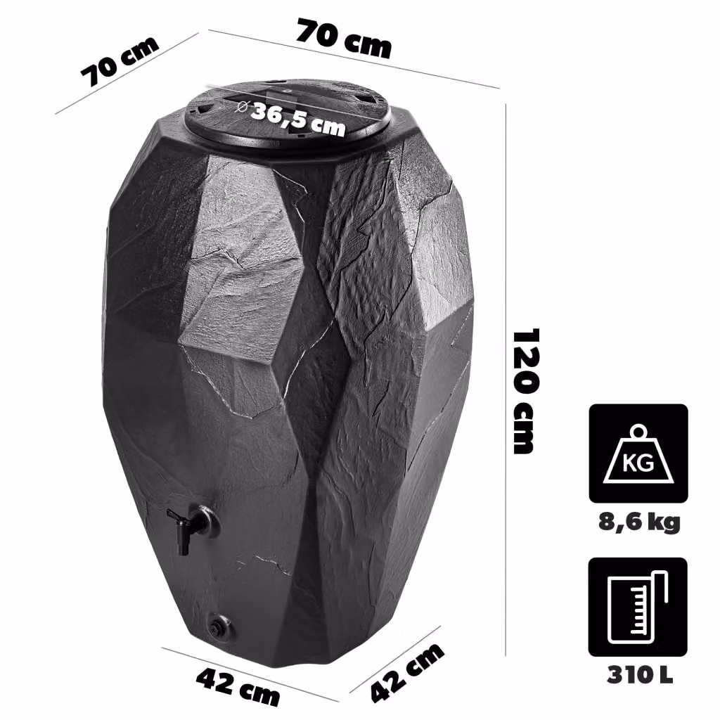 Kit di collegamento KADAX per serbatoio di acqua piovana da 310 litri con rubinetto, colore nero – 2