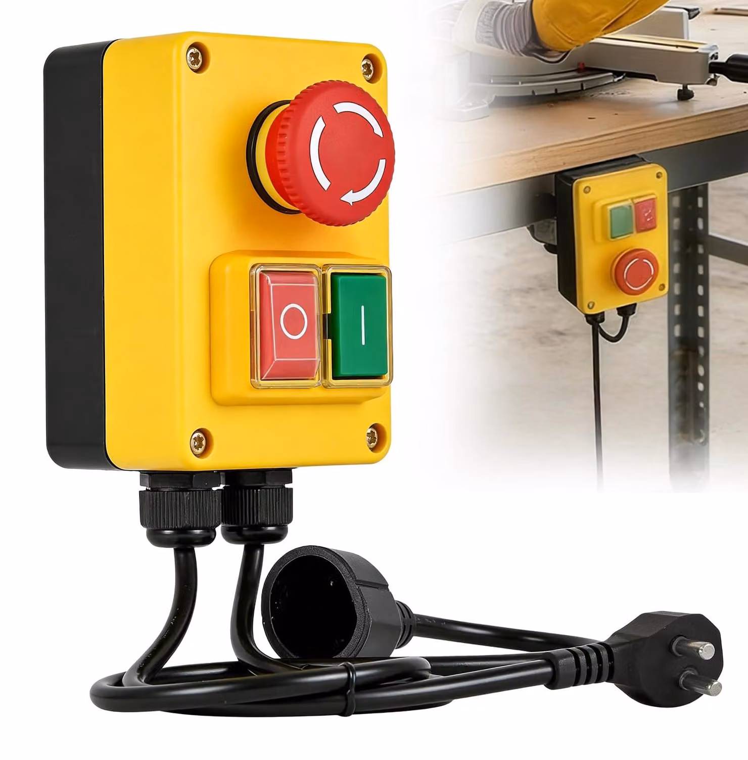 Interruttore unipolare on/off, 250 V, 16 A, con presa di corrente