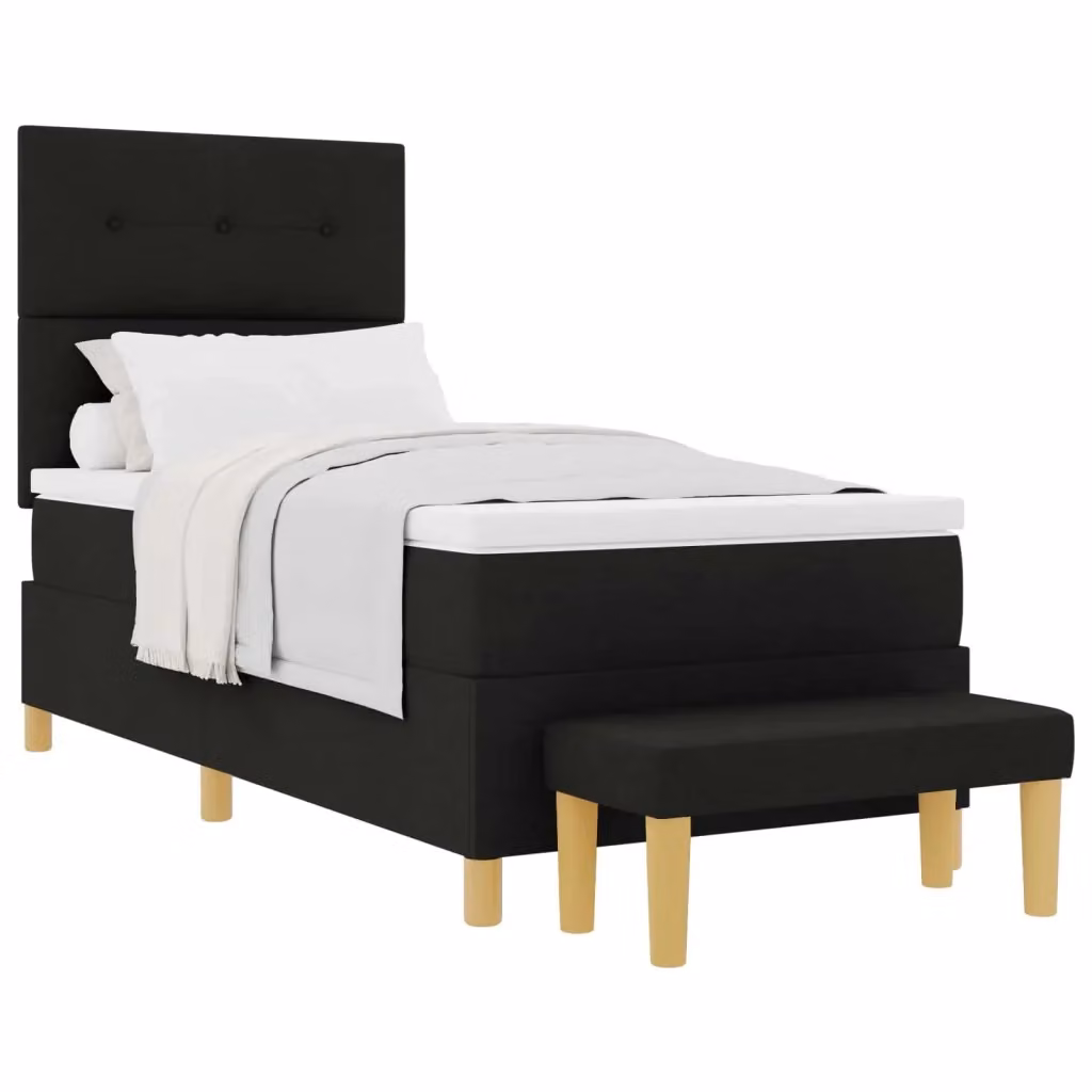 Letto moderno vidaXL con materasso in schiuma e struttura imbottita in tessuto nero L: 200 cm, P: 100 cm, H: 128 cm – 2