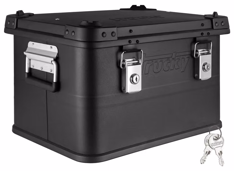 Scatola in alluminio con coperchio Nero 30 litri Con serratura trucky