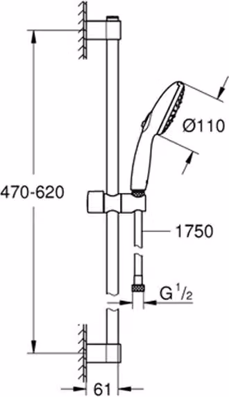 GROHE set asta doccia Tempesta 110 277943 600mm 3 tipi di getto cromo