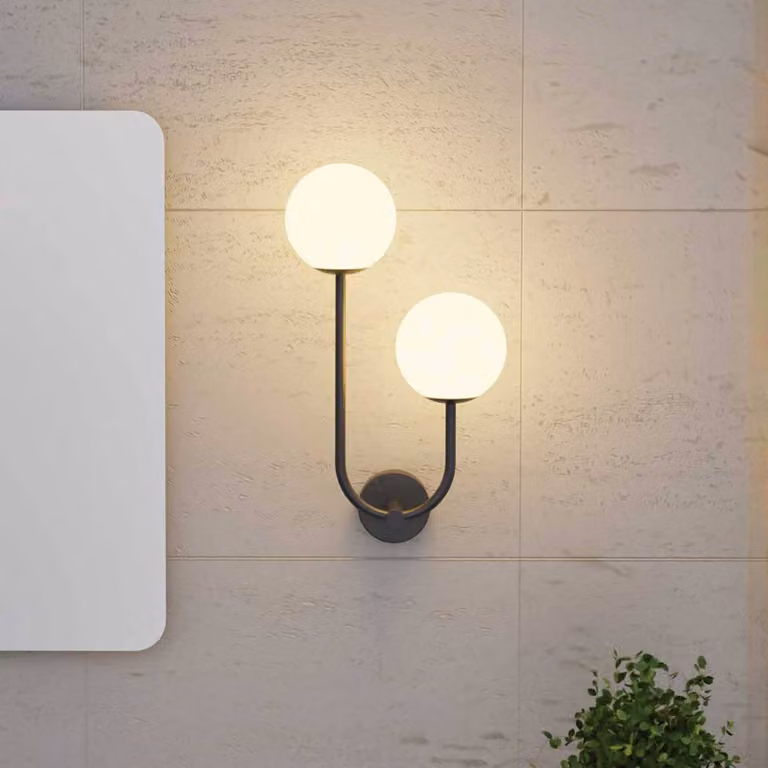 Forlight Applique da parete Sfera Double, dimmerabile, Nero, Bagno, Alluminio, Moderno, Applique