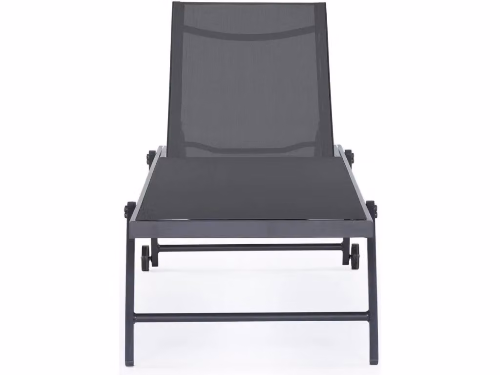 Set di 2 lettini Phoenix Habitat in alluminio verniciato e textilene grigio scuro con poggiatesta regolabile e ruote – 2