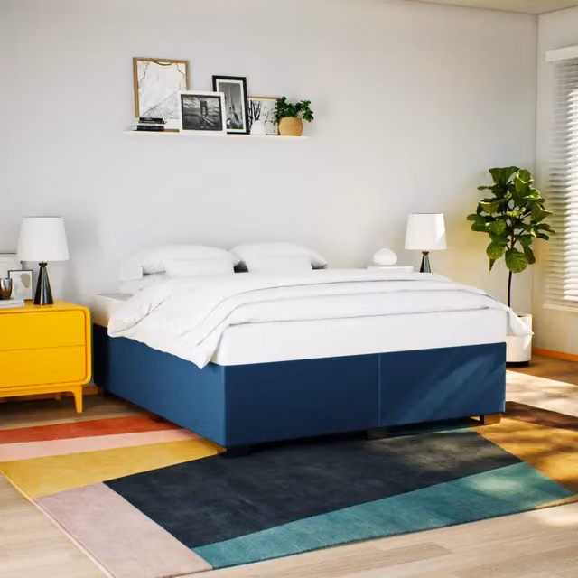 Giroletto senza Materasso-Struttura Letto Blu 200x200 cm in Tessuto 639428
