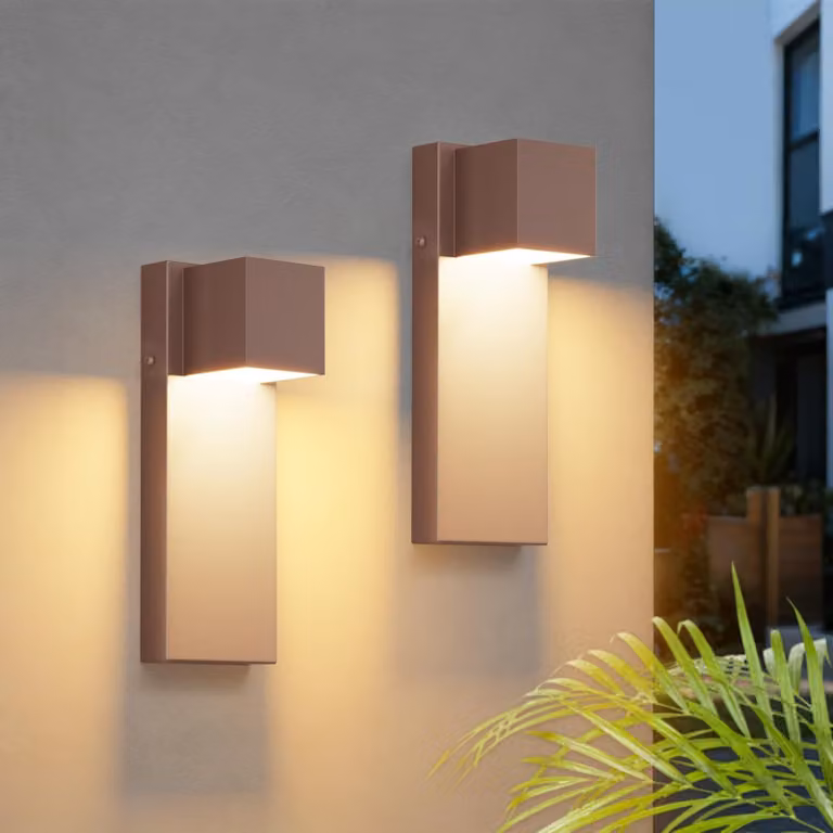 Lampade da parete, set da 2, 16W, LED, grado di protezione IP65, acciaio inossidabile, colore antracite