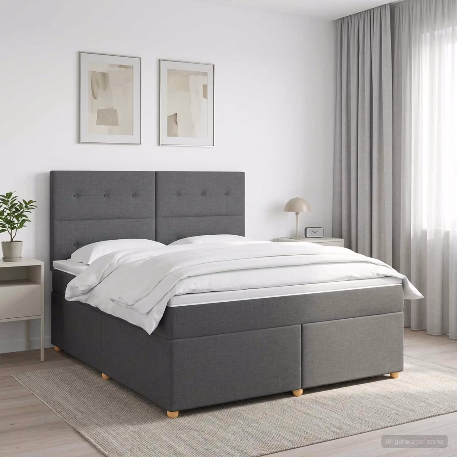 Maison Exclusive - Letto boxspring con materasso grigio scuro 140 x 190 cm Tessuto