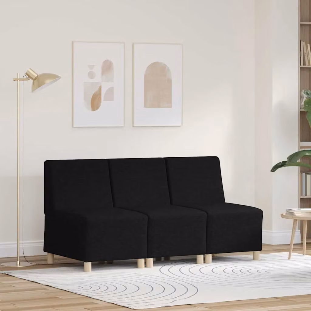 Set di divano modulare vidaXL in tessuto nero, 3 pezzi – 1