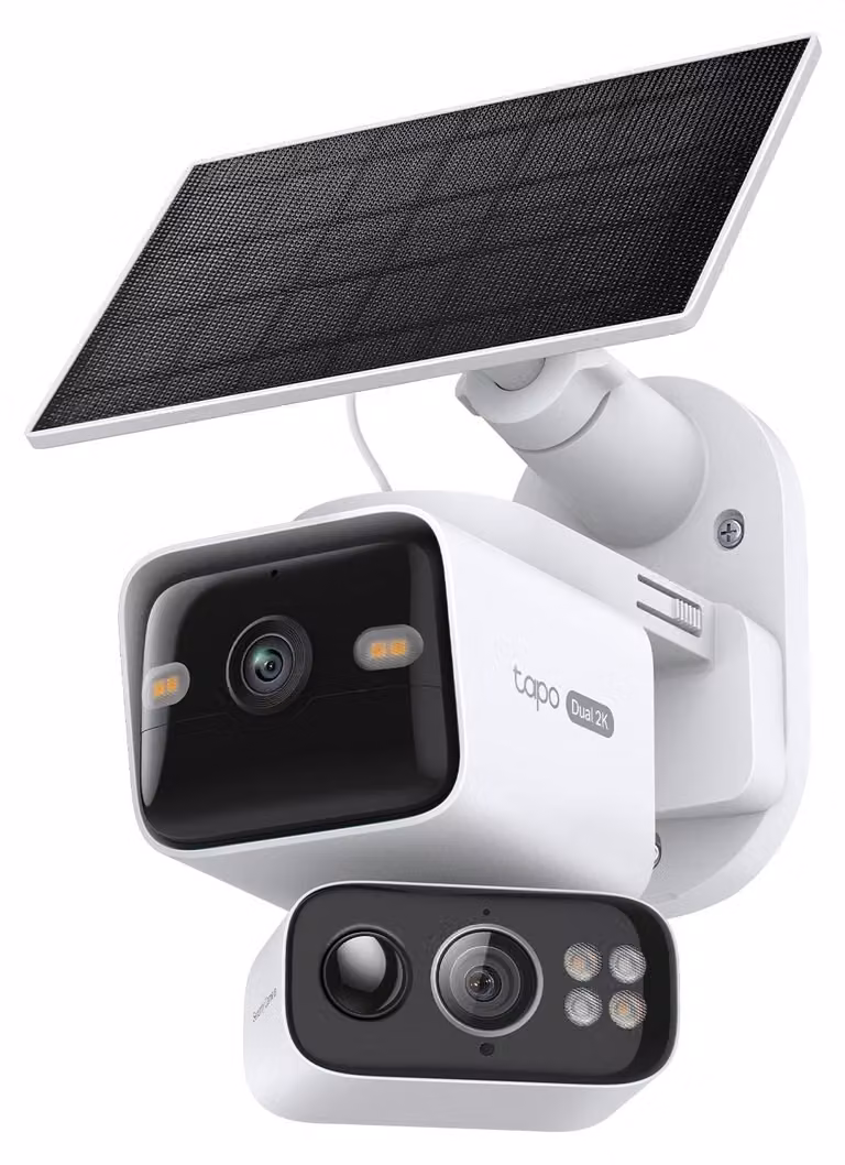 TP-Link Tapo C645D KIT, telecamera IP di sicurezza, per uso esterno, wireless, compatibile con Amazon Alexa e Google Assistant, da montare a soffitto, a parete o su un palo, colore bianco