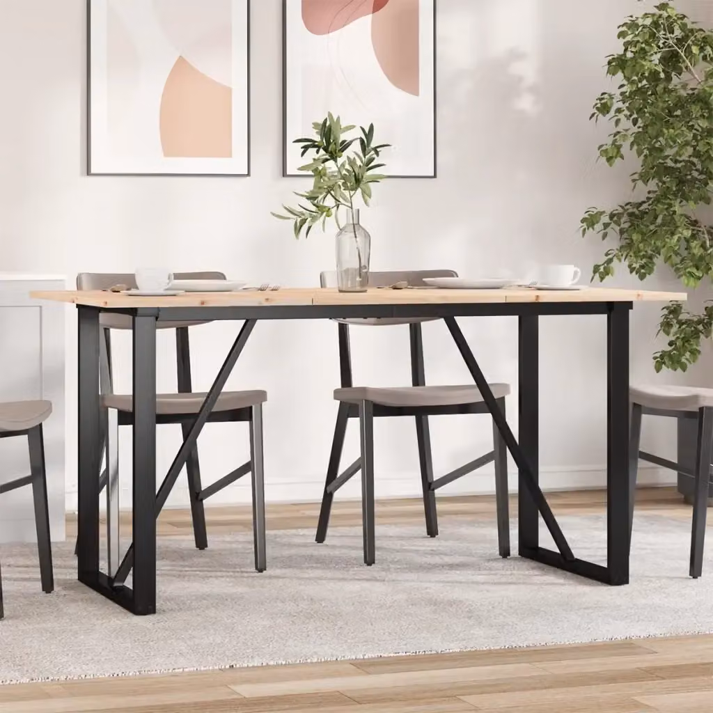 Tavolo da pranzo e da cucina rettangolare in legno di pino e metallo marrone con telaio a X L: 140 cm, P: 80 cm, H: 75 cm – 2