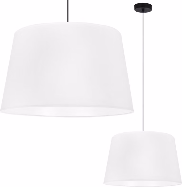 Gaja Lampada A Sospensione Cono Nero 1 Paralume Piatto Bianco 44Cm