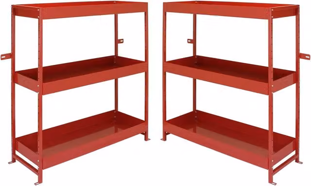 Set di 2 Scaffali Monster Racking in Acciaio Rosso con 6 Ripiani per Officina e Box L/P/H: 116,5 x 34,8 x 115 cm