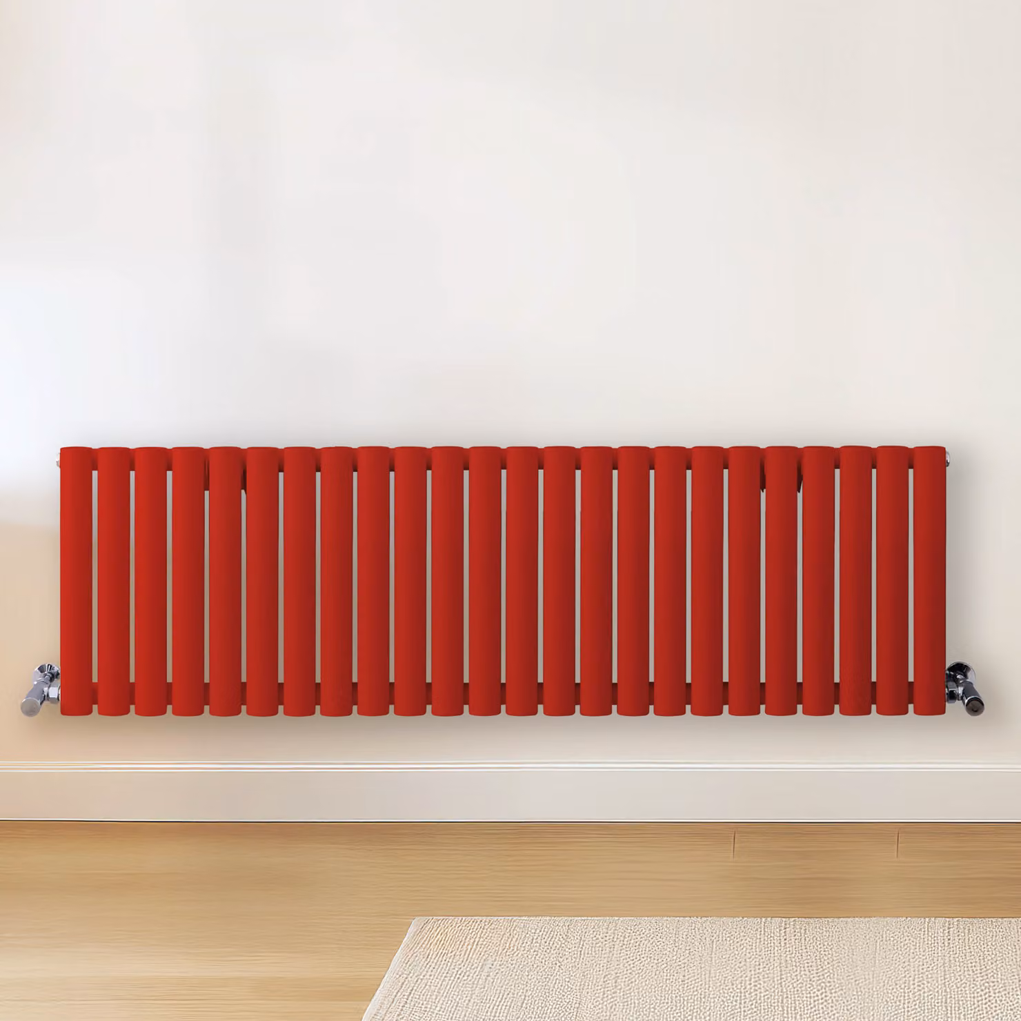 Radiatore di Design Orizzontale  Rosso (Siamese Rosso) -  400mm x 1416mm  - Pannello Doppio  - Revive