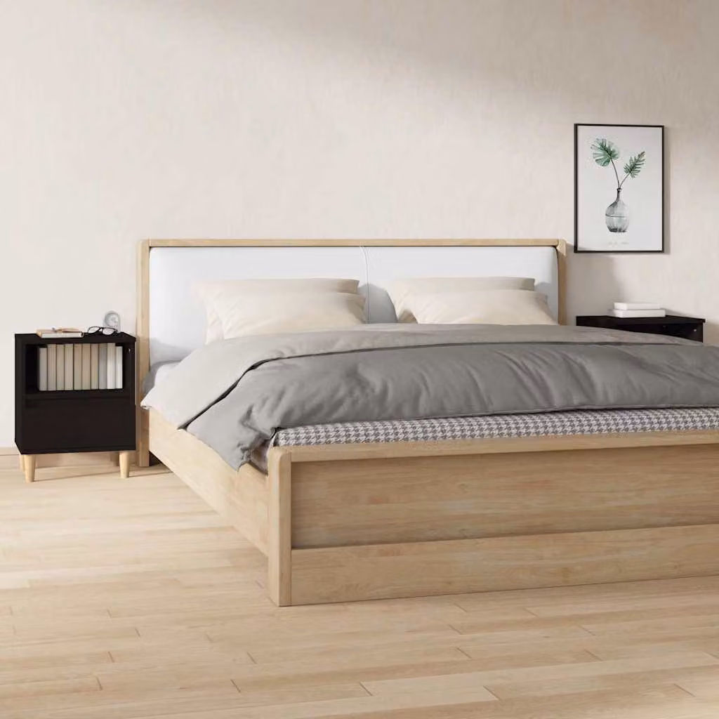 Set di 2 comodini moderni vidaXL in legno e MDF nero opaco L/P/H: 40 x 35 x 50 cm